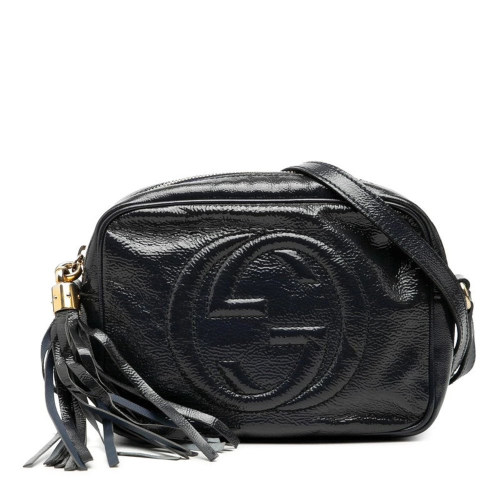 Gucci Interlocking G Soho Disco Bag Crossbody Navy Blue Enamel
